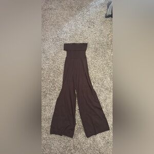 Off the shoulder brown jumpsuit